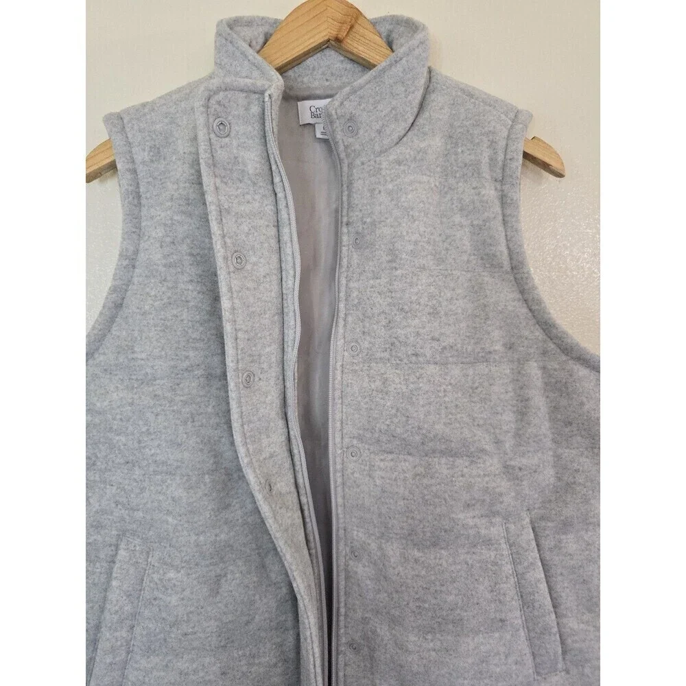 Croft & Barrow Gray Quilted Fleece Vest Women’s L Full Zip Puffer Casual Layerin - Picture 7 of 13